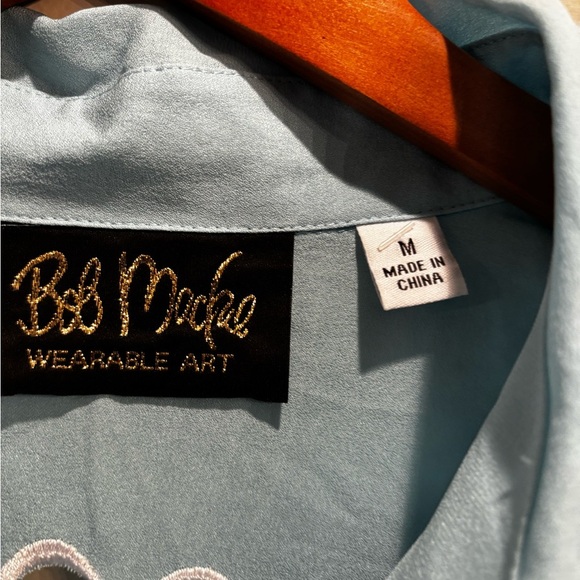Bob Mackie Light Blue Wearable Art Shirt cut-out medium silk elegant western - Picture 6 of 14